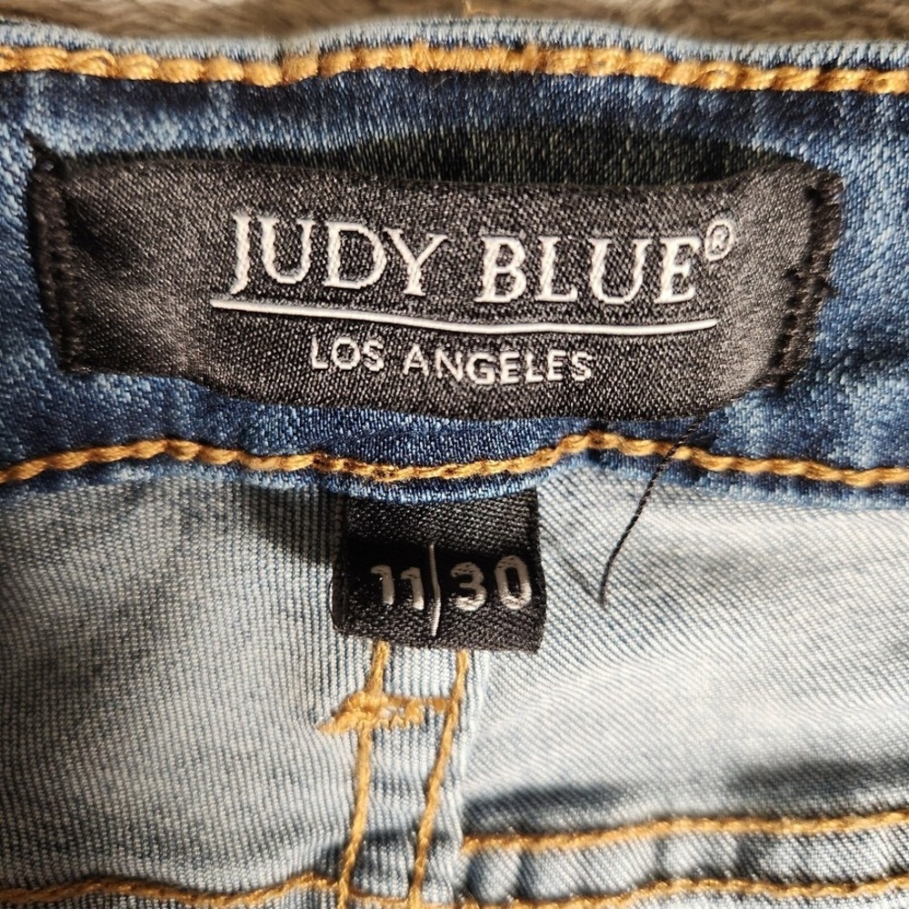 Judy Blue Jeans Womens 30X28 (Tag 11/30) JB84165 Med Blue Pin Stripe Skinny Fit - Picture 7 of 12
